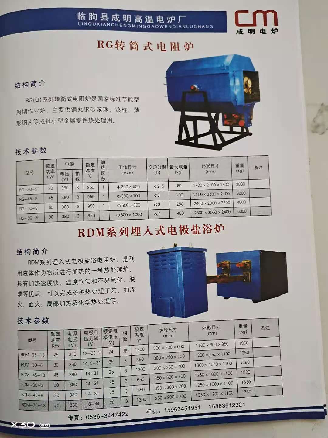 RG轉簡式電阻爐參數